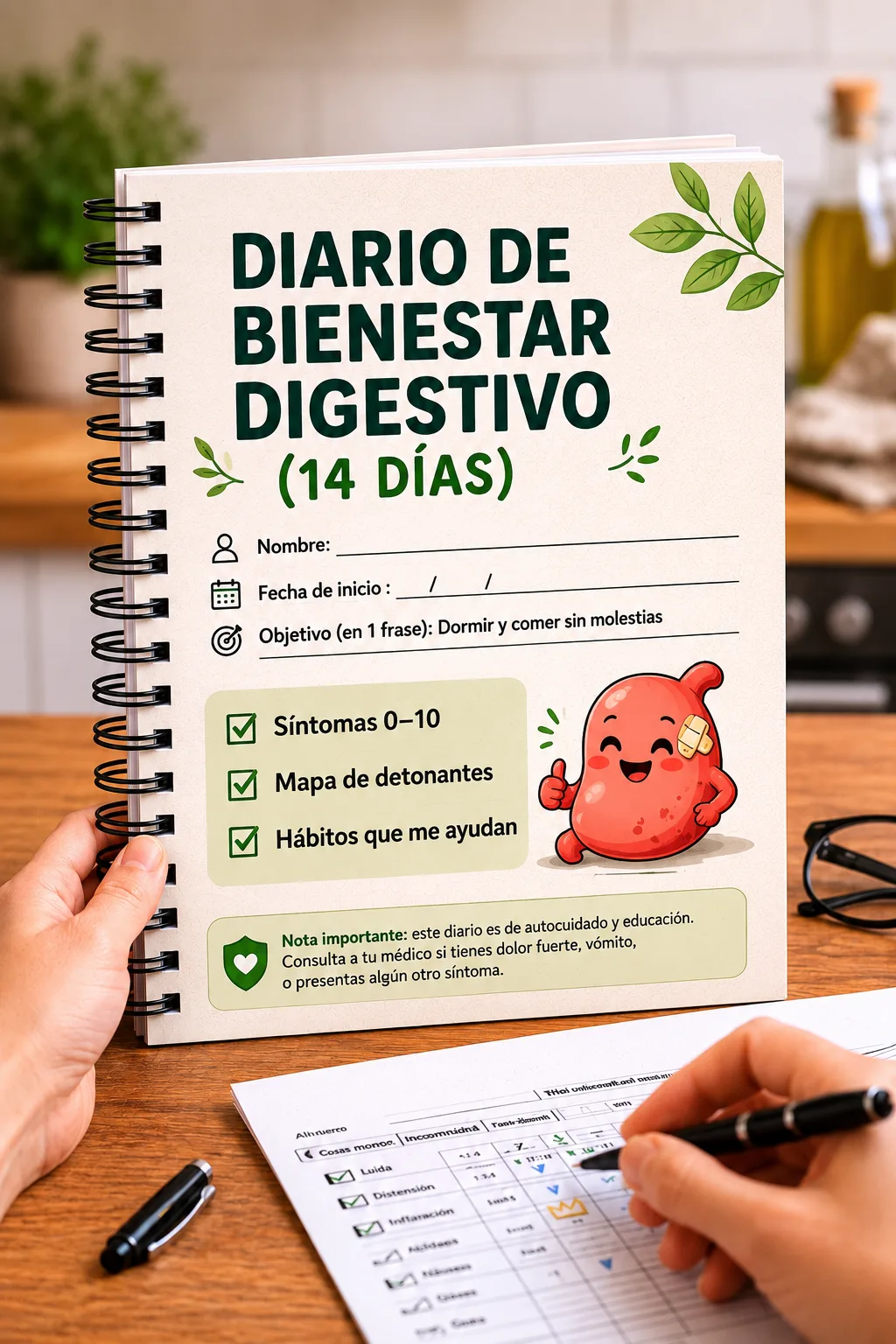 Diario Bienestar Digestivo 14 días + tracker